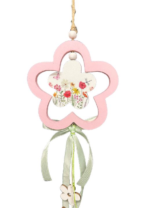 Deko Hänger Blume aus Holz T0.9cm x B13cm x L76cm
