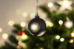 LED Glas Kugel schwarz mit Sternen mit 10 LED D12cm