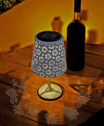 LED Solar Tischleuchte aus Metall in Weiss D13cm x H25cm