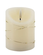 LED Wachskerze creme/Silber D:8cm H:10cm
