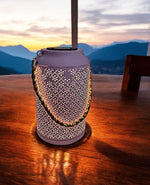 LED Solar Laterne in Rosa aus Metall D15.5cm H25.5cm