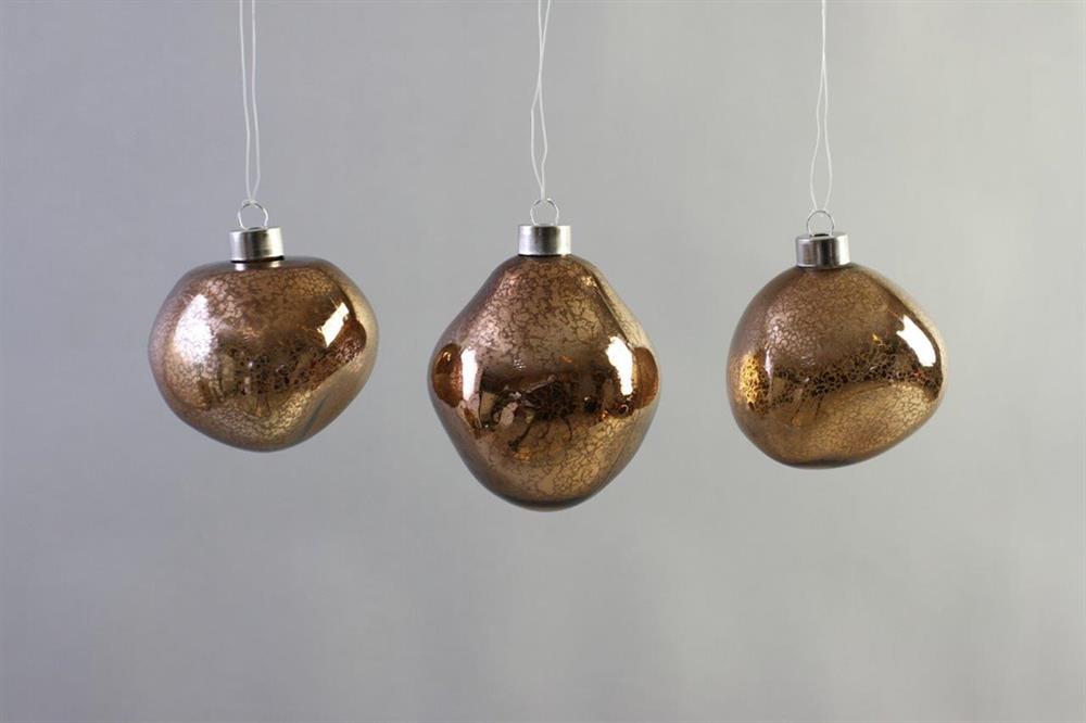 Weihnachtskugel Glas organic 3er Set braun mercury D8-9cm