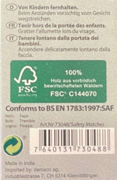 Zündhölzer Unilite Safety Matches 10 Pack 7,5x5x7cm