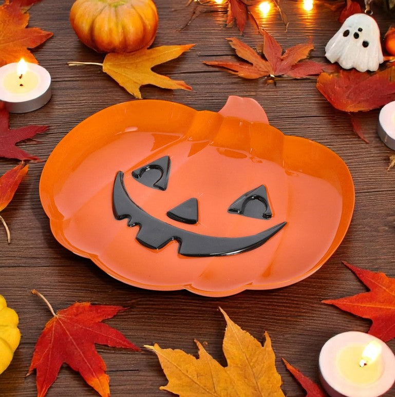 Teller Halloween Kürbis 30x27cm aus PP Sticker
