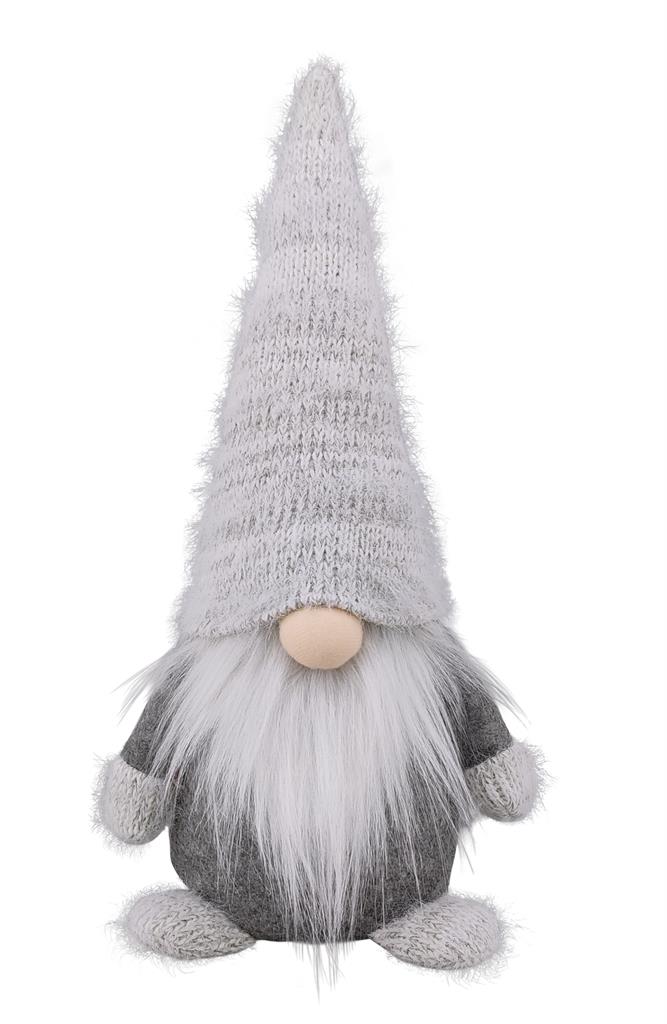 Deko Wichtel Santa mit Bart 
mit Zipfelmütze 
Farbe: Grau 
L:9cm B:13cm H:27cm
