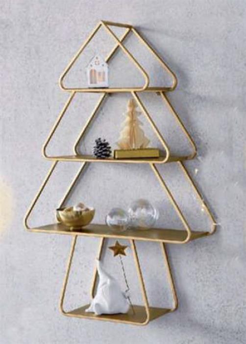 Etagere als Baum  
mit 4 Ablagen 
aus Metall in Gold