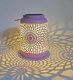 LED Solar Laterne in Rosa aus Metall D12.5cm xH17.5cm