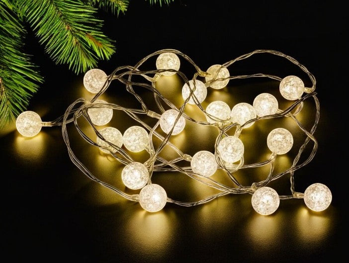 LED Micro Draht Lichterkette mit Mini Crack Balls 20 LED Länge 190cm silber Draht