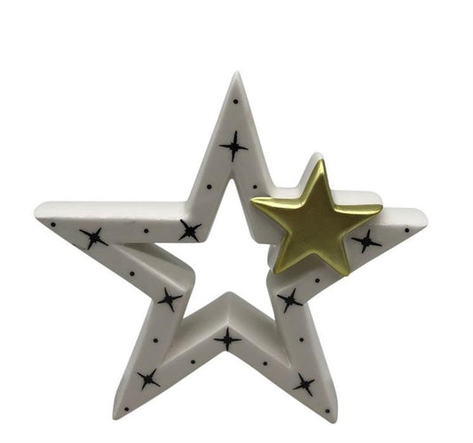Stern Keramik D:20cm
Farbe: Weiss/Gold
D:20cm T:4.2cm