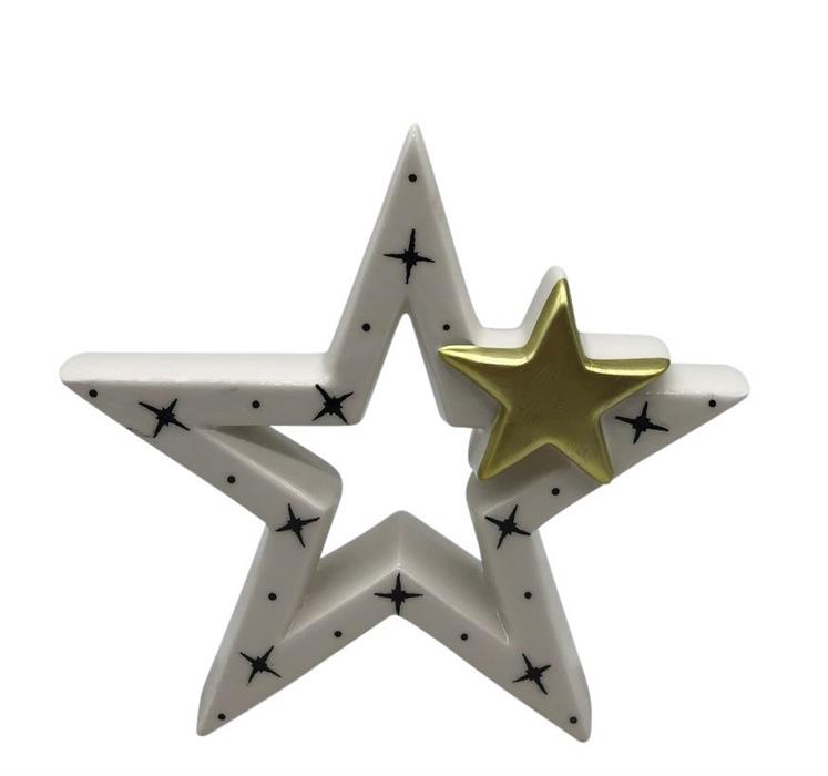Stern Keramik D:20cm
Farbe: Weiss/Gold
D:20cm T:4.2cm