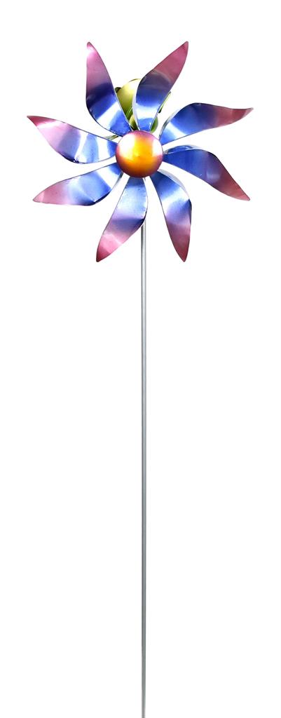 Windspiel Gartenstecker Frosch und Windrad aus Metall H112cm