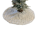 Jupe de sapin de Noël D:70cm
 Peluche blanc/argent
 avec un motif de flocon de neige