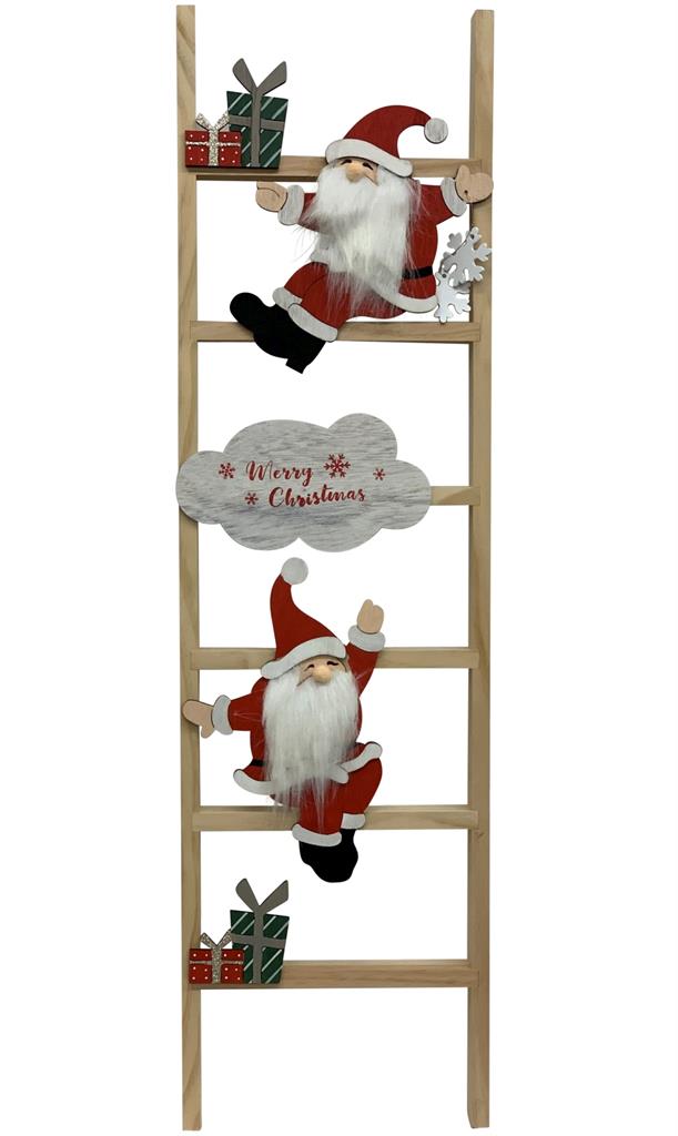 Deko Holzleiter dekoriert 
mit X-mas Motiven 
L:3cm B:25cm H:90cm