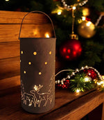 Laterne aus Metall 
mit Rostfinish H36cm