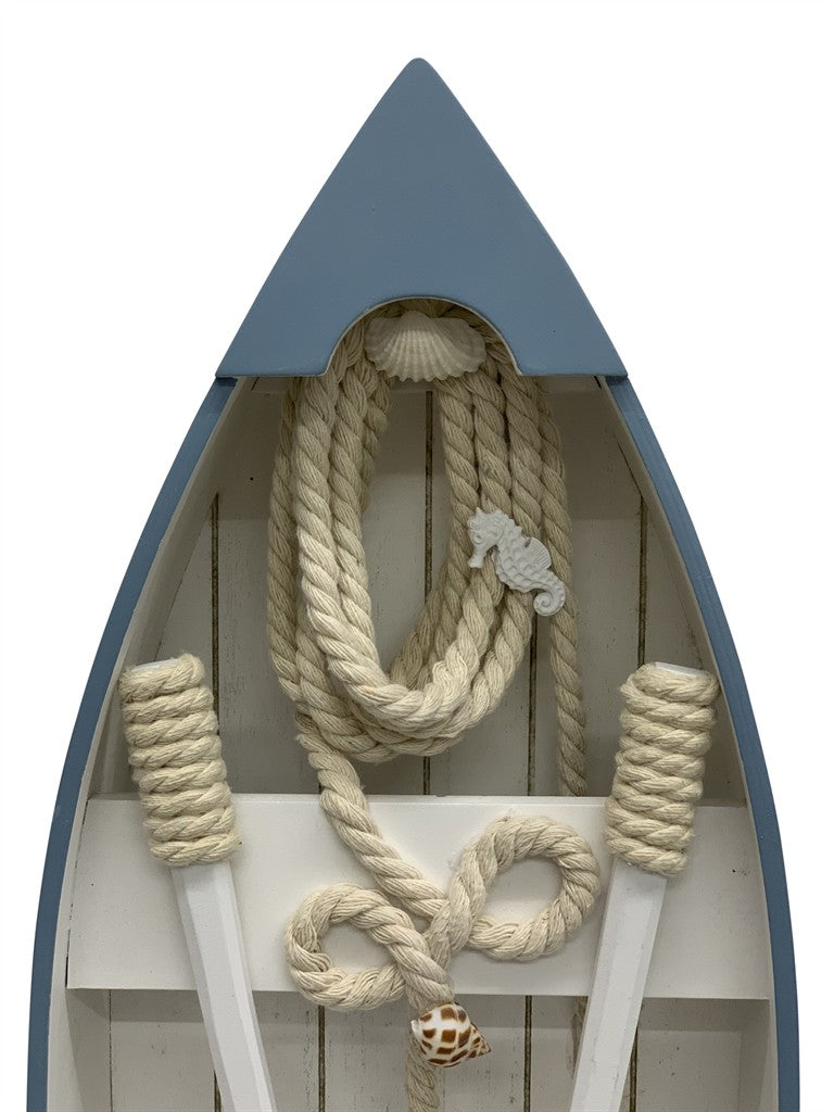 Deko Ruderboot Holz Farbe: Weiss/Blau B:8cm L:19.5cm H:40.5cm