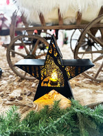 Stern Forest mit Henkel aus Metall Schwarz gold mit Einsatz für Kerzen