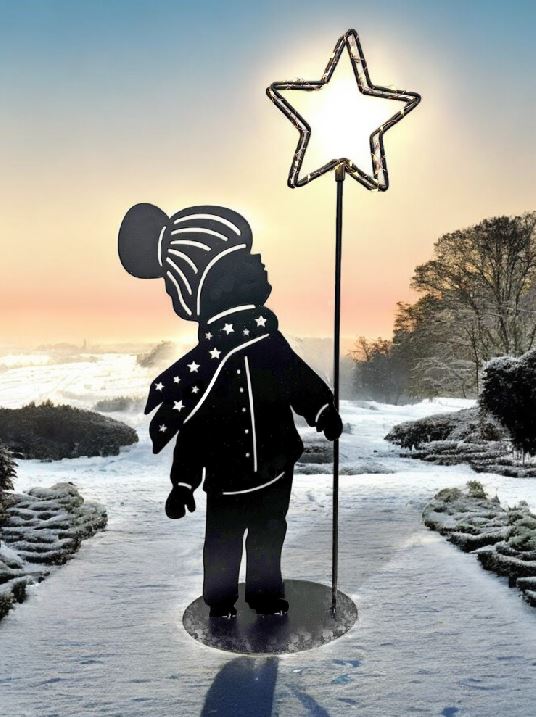 LED Figur Junge aus Metall mit leuchtendem Stern mit 44 LED H60cm
