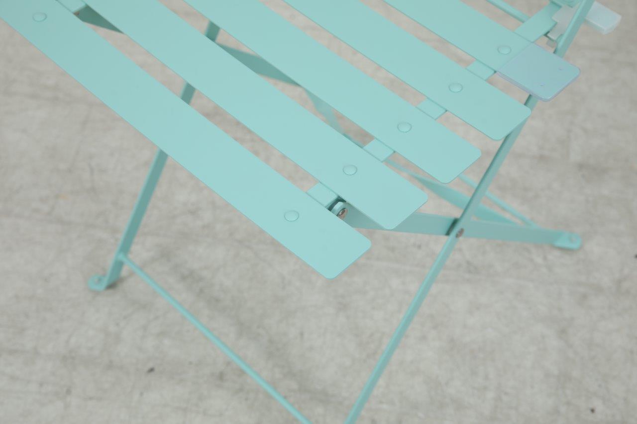 Bistro Set aus Metall Gartentisch und 2 Stühle Farbe: grün matt