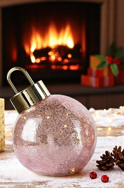 LED Glas Kugel rosa zum Auftstellen Kugel D:12cm