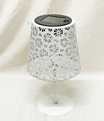 LED Solar Tischleuchte aus Metall in Weiss D13cm x H25cm