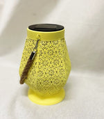 LED Solar Laterne in Gelb aus Metall orientalische Form L12cm x B13.5cm x H18cm