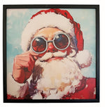 LED Bild Pop Art Santa mit Neon Brille mit Holzrahmen (MDF)