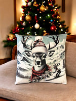 Kissen Hirschkopf XMAS Winter Digitaldruck einseitig mit Reisverschluss