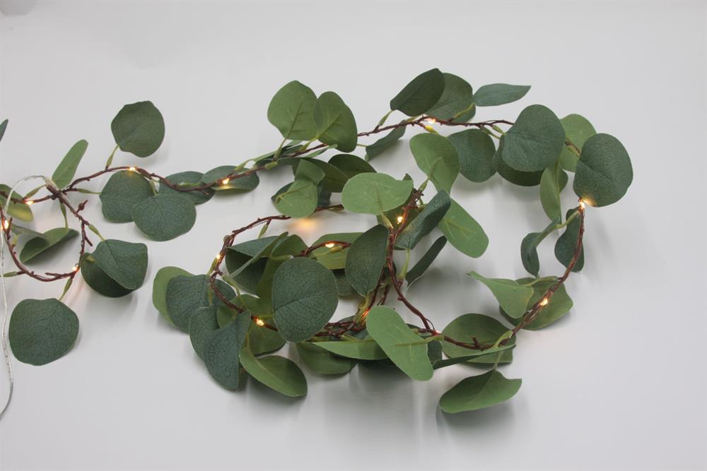 Guirlandes lumineuses LED
 Feuilles d'eucalyptus
 avec 20 LED
 Longueur 180cm