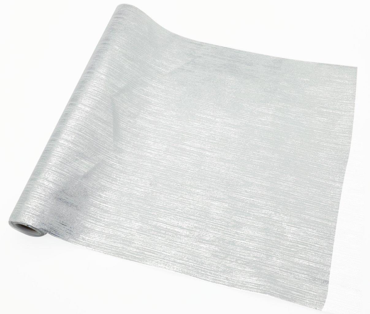 Dekostoff "imitiertes" Leinengewebe weiss silber 36cm x 300cm gerollt und geschnitten