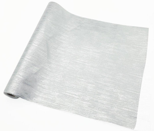 Dekostoff "imitiertes" Leinengewebe weiss silber 36cm x 300cm gerollt und geschnitten