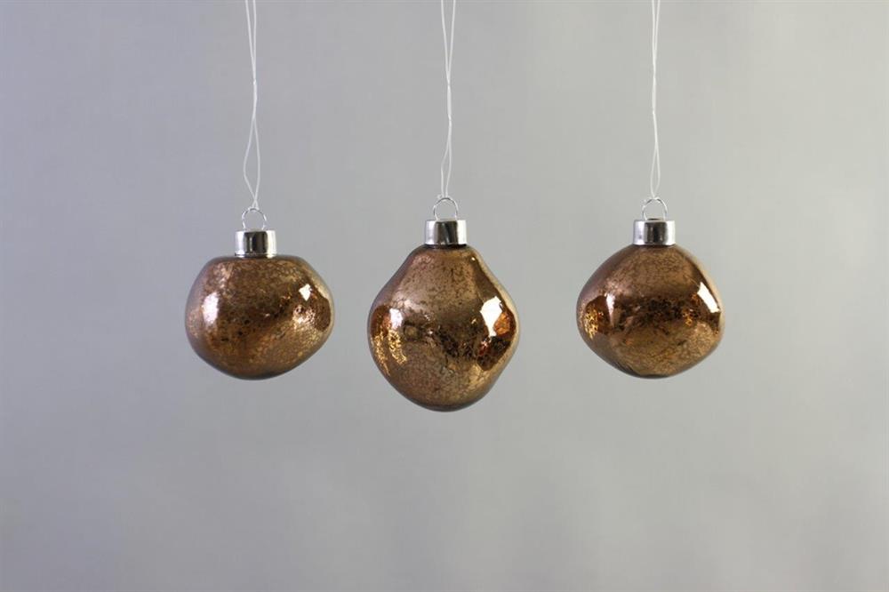 Weihnachtskugel Glas organic 6er Set braun mercury D6-7cm