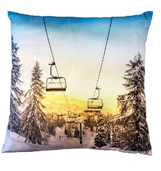 Kissen Sesselbahn in Winterlandschaft Digitaldruck einseitig