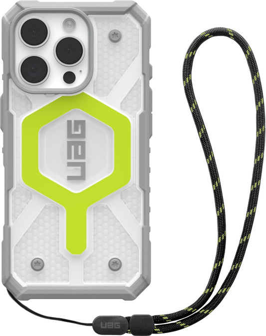 UAG Pathfinder Clear Magsafe Case + Lanyard - iPhone 16 Pro - active neon