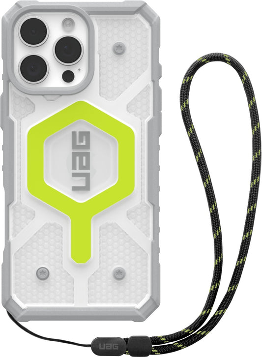 UAG Pathfinder Clear Magsafe Case + Lanyard - iPhone 16 Pro Max - active neon