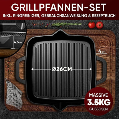 Gusskönig Gusseisen Grillpfanne [26cm]