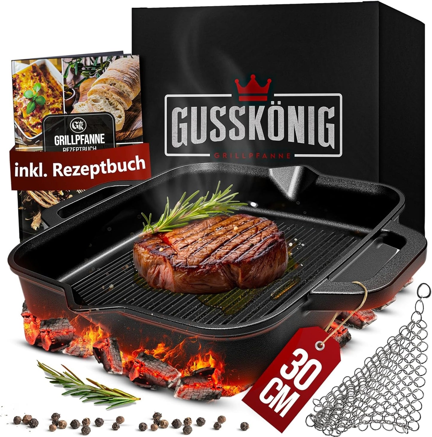 Gusskönig Gusseisen Grillpfanne [30cm]