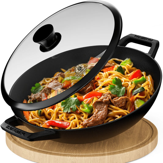Kaisertal Gusseisen Wok mit Deckel [32cm]