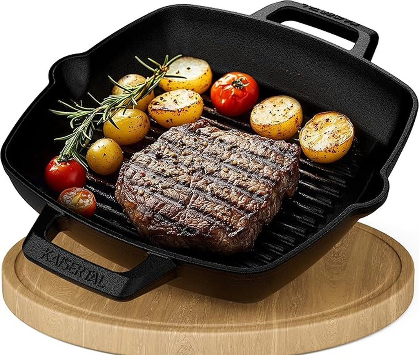 Kaisertal Gusseisen Grillpfanne mit 2 Griffen [26cm]