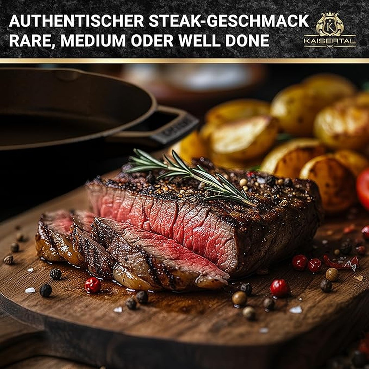Kaisertal Gusseisen Grillpfanne mit langem Griff [27cm]