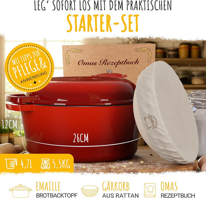 Schmorgold Gusseisen Brotbacktopf (4.7L) mit 2in1 Deckel