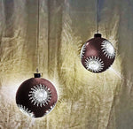 LED Glas Kugel rot mit Sternen mit 8 LED D10cm