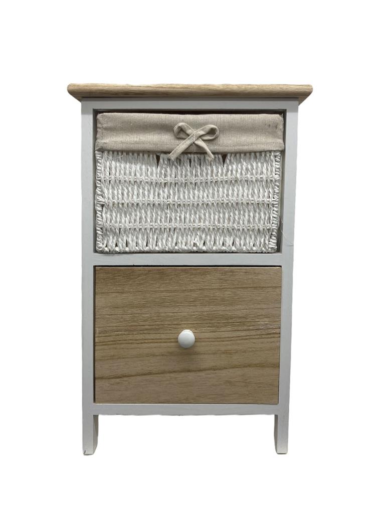 Commode en bois avec 2 tiroirs