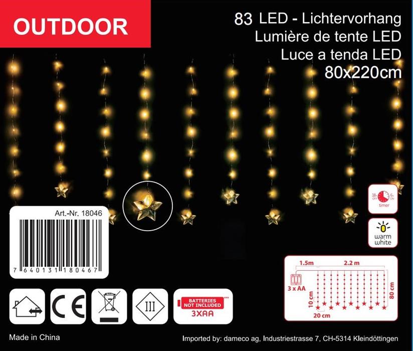 LED Lichtervorhang Outdoor 
Total 11 Stränge mit Total 83 LED 
H: 80cm B:220cm
