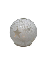 LED Glas Kugel mit 5 LED 
Motive: Stern 
Farbe: Weiss 
D:10cm H:9.5cm
