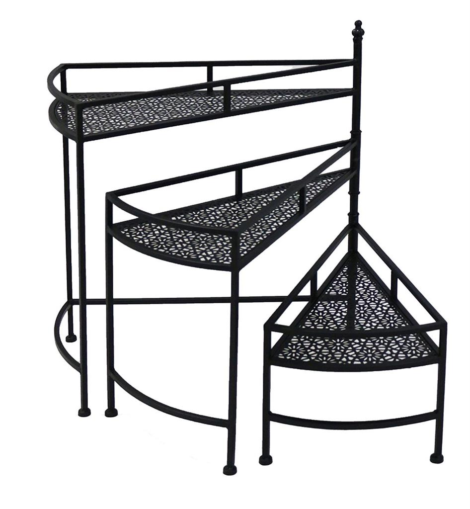 Pflanzenständer aus Metall halbrund 
3 Etagen 
Farbe schwarz 
H65cm