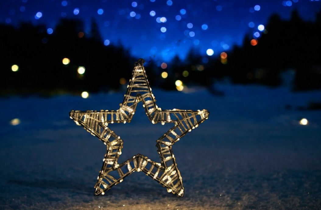 LED Stern Outdoor Metall
mit 100 LED
Farbe: Silber
D: 30cm - T:5cm