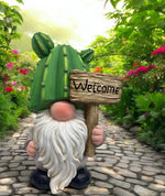 Gartenwichtel Kaktus 
mit Schild Welcome 
20 x25 x39.5cm