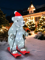 LED Outdoor Acryl Bär auf Ski mit 80 LED cool white
