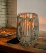 LED Solar Laterne Farbe: grau mit Solar Kerze weiss Grösse Laterne 27x27x31cm