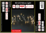 LED Outdoor Micro Draht Lichterkette 40 LED, L: 390cm silber Draht